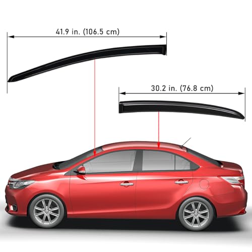Lightronic واقي نافذة أوتوماتيكي خارجي لسيارة لايتترونيك، متين للغاية، يناسب تويوتا يارس سيدان 2007-2013 (لا يشمل الهاتشباك)، حماية من الأشعة فوق البنفسجية، واقي مطر، واقي هواء أصلي، بدون حفر، دخاني داكن، 4 قطع - Image 2