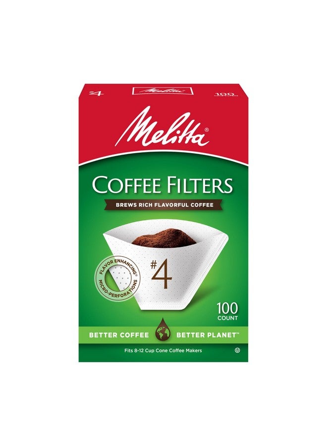 Melitta Melitta #4 Cone Coffee Filters, White, 100 Count (Pack of 6) 600 Total Filters Count - Packaging May Vary - Image 1