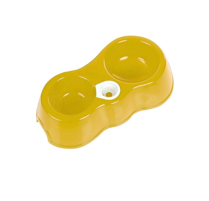 Small Plastic Bowl For Pets (Screw Cap for External Bottle) - Yellow - Image 1