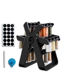 18-Piece Ferris Wheel Rotating Glass Spice Rack Set | Includes Seasoning Bottles, Condiment Jars, and Spice Containers | Modern Kitchen Storage