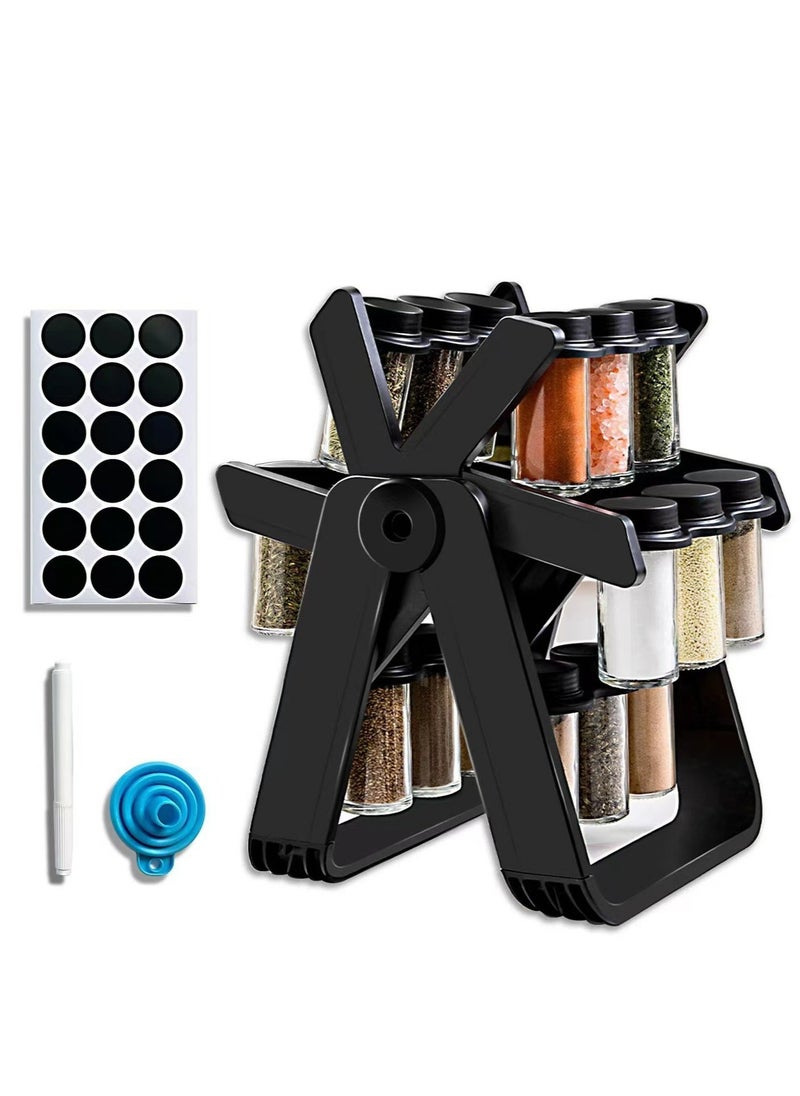 Generic - 18-Piece Ferris Wheel Rotating Glass Spice Rack Set | Includes Seasoning Bottles, Condiment Jars, and Spice Containers | Modern Kitchen Storage - Image 1