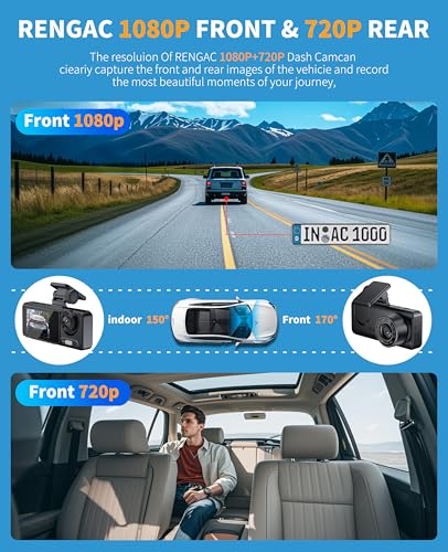VOBRAMY Dash Cam for Car, Front Dual Channel Dash Cam WiFi, Dash Camera for Cars 2.0" IPS Screen, App Control, G-Sensor, Loop Recording, 170° Wide Angle, Night Vision, Parking Mode - Image 3