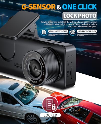 VOBRAMY Dash Cam for Car, Front Dual Channel Dash Cam WiFi, Dash Camera for Cars 2.0" IPS Screen, App Control, G-Sensor, Loop Recording, 170° Wide Angle, Night Vision, Parking Mode - Image 5