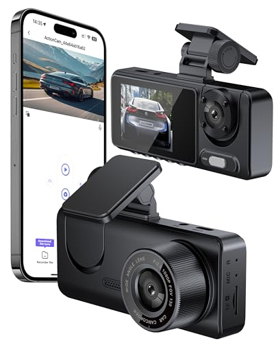 VOBRAMY Dash Cam for Car, Front Dual Channel Dash Cam WiFi, Dash Camera for Cars 2.0" IPS Screen, App Control, G-Sensor, Loop Recording, 170° Wide Angle, Night Vision, Parking Mode - Image 1