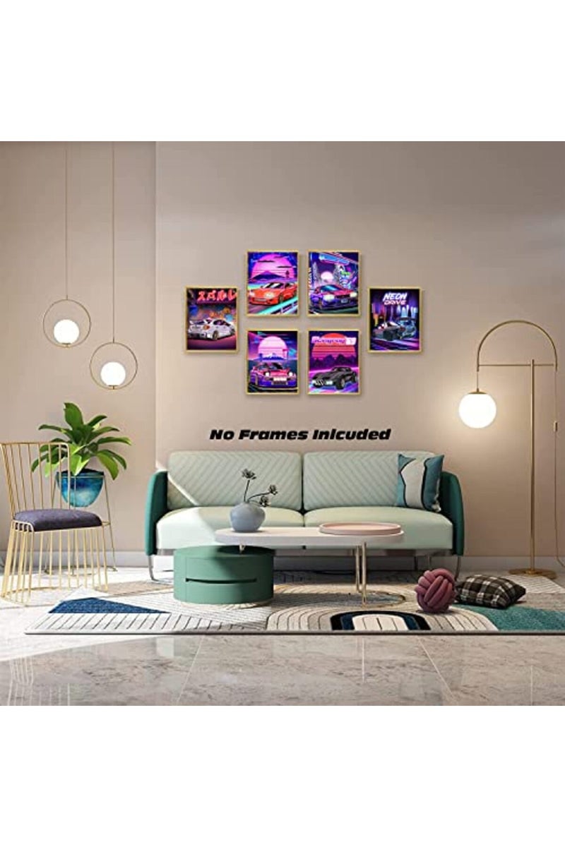 NIIORTY Japanese Car Wall Art Prints, Japan Sports Car Racing Art Posters, Street Car Canvas Art Painting for Living Room Boys Room Wall Decor, Set of 6 - (8"x10" Unframed) - Image 2