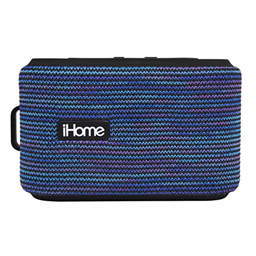 IHOME Slip and Water Resistant Fabric Rechargeable Bluetooth Speaker with Speakerphone (Purple/White), iBT370UW - Image 1