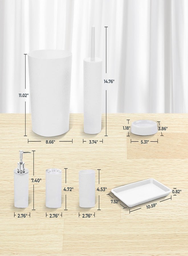 Rosewill Bathroom Accessories 8-Piece Set - Trash Can, Toilet Brush with Holder, Lotion Dispenser, Toothbrush Holder, 2 Toothbrush Cups, Soap Dish & Tray - White - Image 5