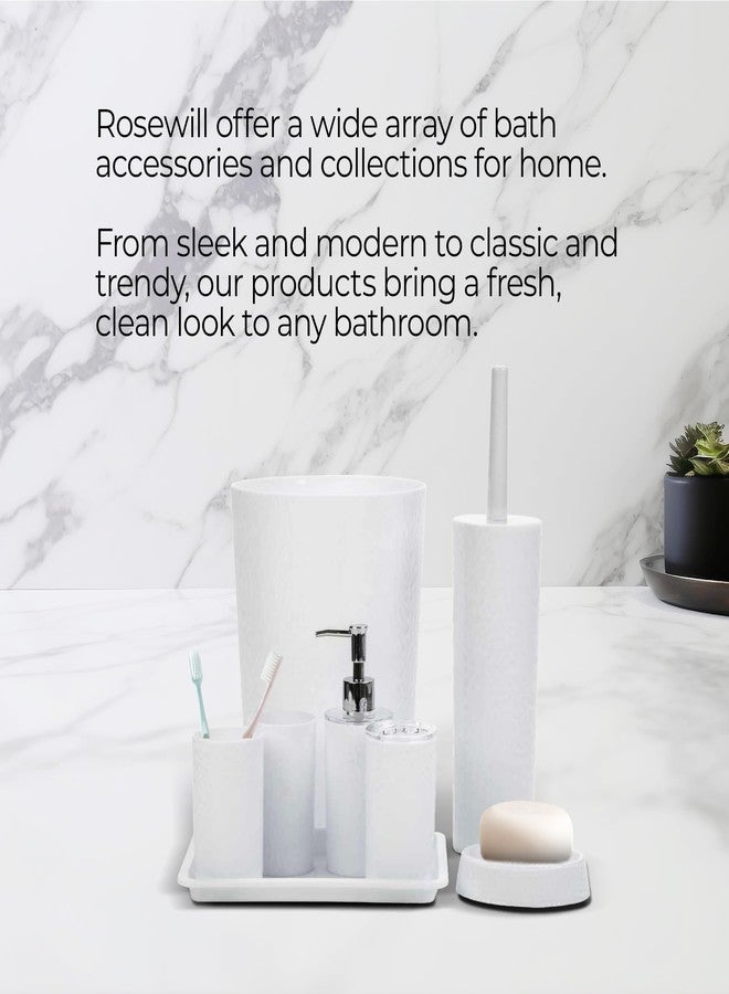 Rosewill Bathroom Accessories 8-Piece Set - Trash Can, Toilet Brush with Holder, Lotion Dispenser, Toothbrush Holder, 2 Toothbrush Cups, Soap Dish & Tray - White - Image 3