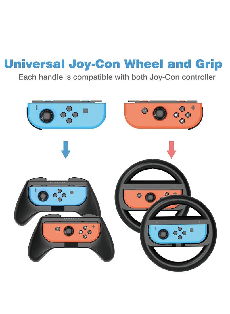Grip Kit Grip Compatible with Nintendo Switch Controller Racing Switch Steering Wheel 4 Pack, Comfort Handle for Kids Family Fun Special for Mario Kart 8 Deluxe Black - Image 2