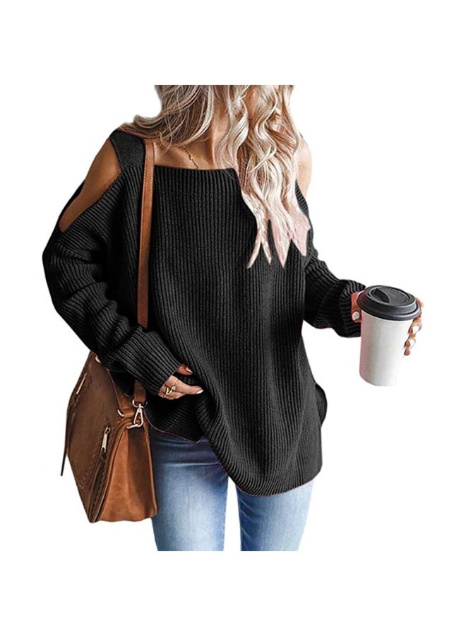 NIBEMINENT Autumn and Winter  Fashion Strap Long Sleeve Off-Shoulder Pullover Knitted Sweater Women - Image 1