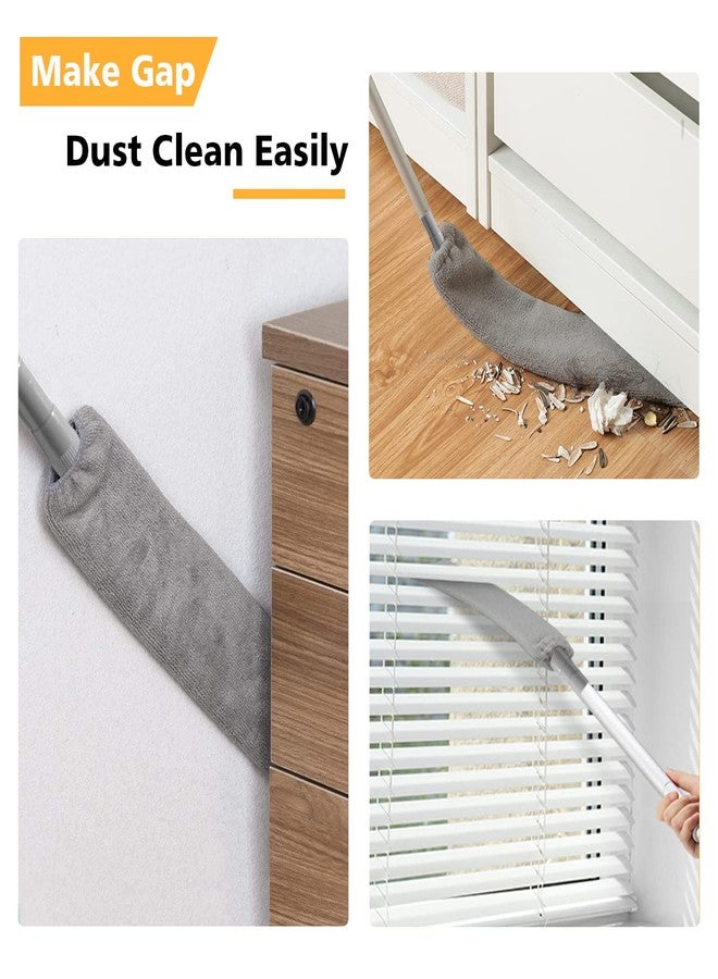 oosofitt Retractable Gap Dust Cleaner with 3 Reusable Microfiber Dusting Cloths, Under Appliance/Refrigerator/Furniture Cleaning Tool with 100” Extension Pole, Washable Flat Gap Cleaning Duster by OOSOFITT - Image 2