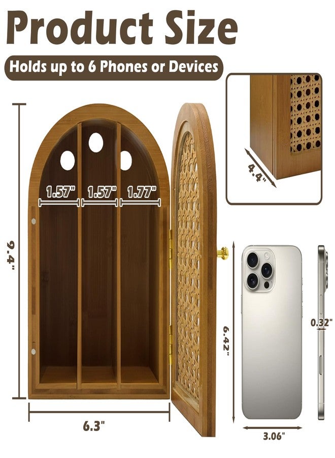Verssure Bamboo Phone Box, Premium Cell Phone Box for Family Time, Cell Phone Jail with Charging Holes,Phone Lock Box Holds 6 Phones (Walnut) - Image 3