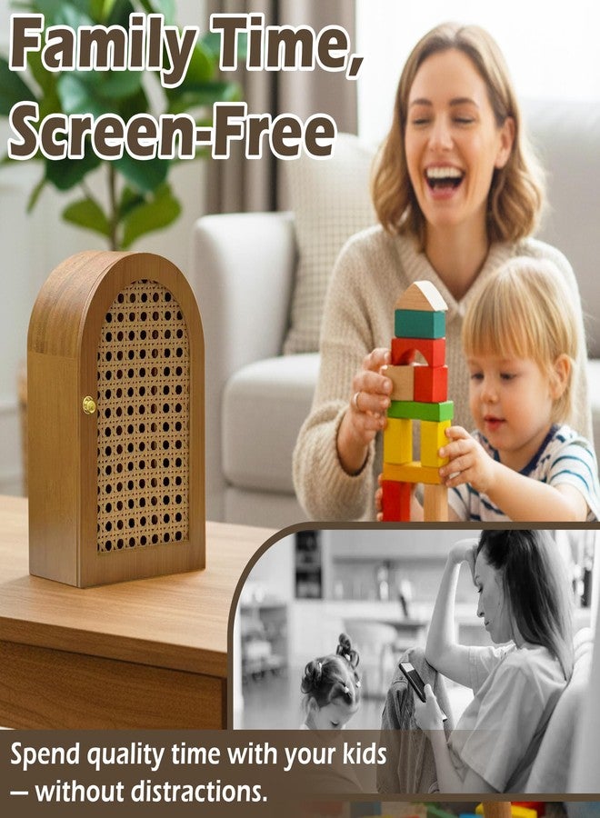Verssure Bamboo Phone Box, Premium Cell Phone Box for Family Time, Cell Phone Jail with Charging Holes,Phone Lock Box Holds 6 Phones (Walnut) - Image 5