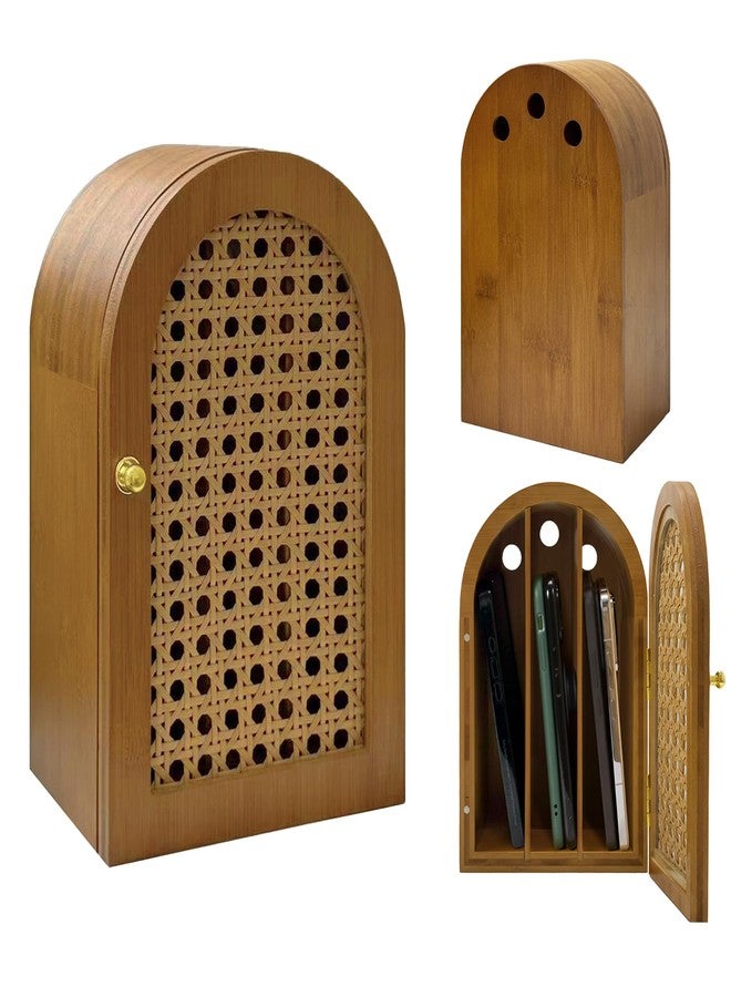 Verssure Bamboo Phone Box, Premium Cell Phone Box for Family Time, Cell Phone Jail with Charging Holes,Phone Lock Box Holds 6 Phones (Walnut) - Image 1