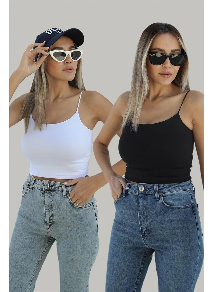 Havoş Havos Black White Rope Strap Basic 2-Piece Crop