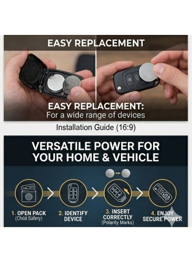 بطارية ليثيوم CR2450 3V (عبوة 5) - خلية عملة طويلة الأمد لمفاتيح السيارة، حساسات أبواب المرآب (MyQ)، والأجهزة الطبية - عمر افتراضي 10 سنوات - Image 5