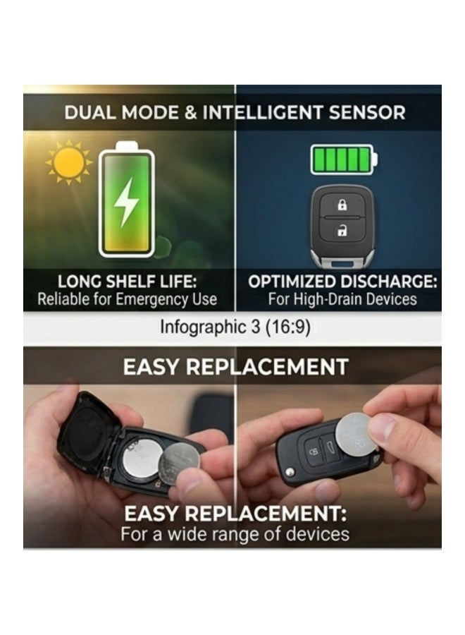 بطارية ليثيوم CR2450 3V (عبوة 5) - خلية عملة طويلة الأمد لمفاتيح السيارة، حساسات أبواب المرآب (MyQ)، والأجهزة الطبية - عمر افتراضي 10 سنوات - Image 3