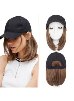 SEGO SEGO Baseball Cap with Hair Extensions for Women Heat Resistant Synthetic 6 Adjustable Short Straight Hairpiece Replacement Wigs in Hat for Girls 