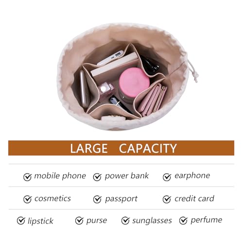 YONBEN Purse Organizer Insert, Bag Compartment Organizer with Pure Cotton Canvas, Bag Insert Organizer with Round Storage Pocket and Purse Liner Insert included - Bag Shaper Easy Access - Image 4
