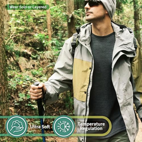 Merino Protect 100% Merino Wool T Shirts for Men Odor Resistance Base Layer Hiking Travel T-Shirt Soft Undershirt - Image 5