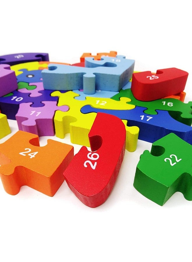 سمونيو لعبة تركيب الصور المقطوعة الخشبية المصنوعة يدويًا على شكل حيوان ثلاثي الأبعاد؛ مكعبات متعددة الألوان لتعلم الحروف الأبجدية والأرقام (لعبة تركيب الصور المقطوعة الخشبية، فيل) - Image 4