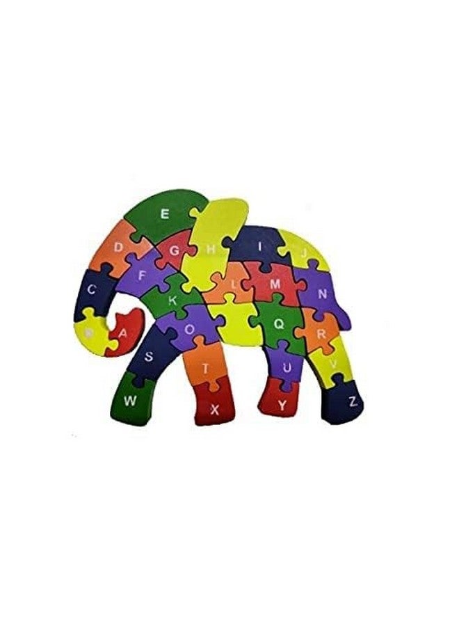 سمونيو لعبة تركيب الصور المقطوعة الخشبية المصنوعة يدويًا على شكل حيوان ثلاثي الأبعاد؛ مكعبات متعددة الألوان لتعلم الحروف الأبجدية والأرقام (لعبة تركيب الصور المقطوعة الخشبية، فيل) - Image 2