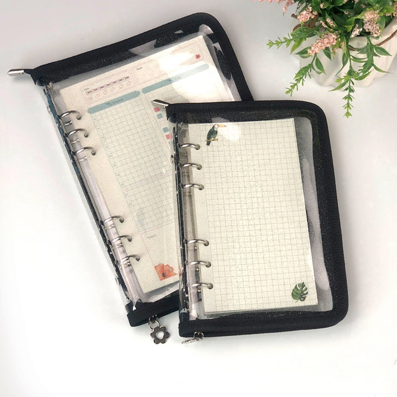 South Korea ins style transparent zipper 6-hole loose-leaf clip notebook detachable a5a6 star-chasing album Color Journal Book  - Image 3