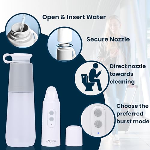 PJET PRO Portable Jet Spray for Toilet for Travel | Electric Foldable Portable Bidet Spray | 4 Pressure Control Jet Spray Portable | Compact Toilet Spray for Hygiene & Cleaning (270ml, Grey) - Image 3