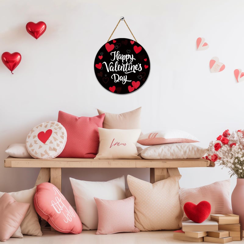YUNKKIN Valentines Day Door Decorations Heart Decor Happy Valentines Day Sign Heart Wall Decorations Wooden Wreaths for Front Door Hanger Hanging Sign for Porch Wall Indoor Home Decor - Image 5