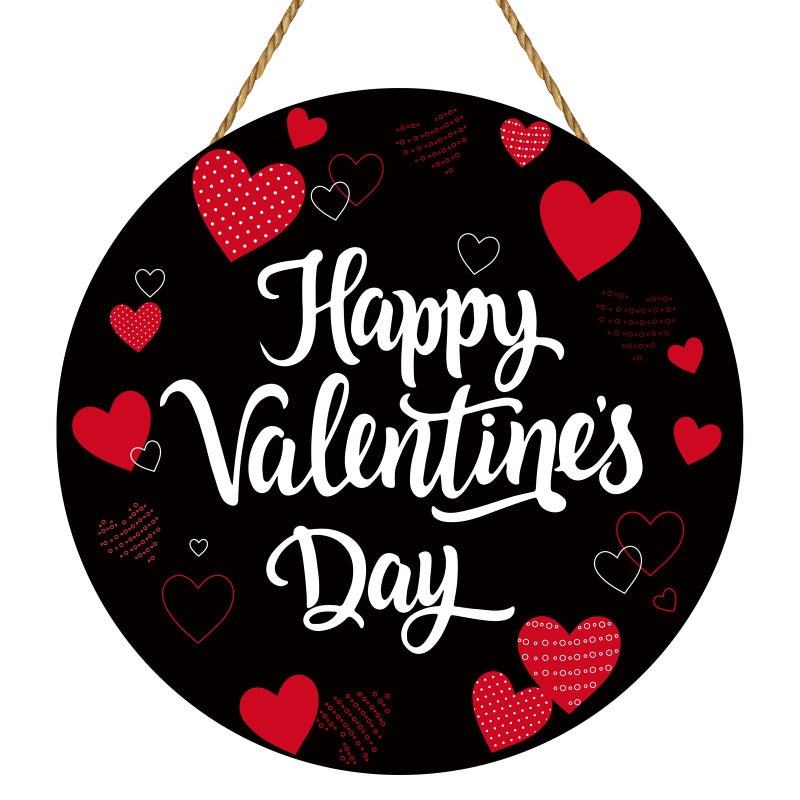YUNKKIN Valentines Day Door Decorations Heart Decor Happy Valentines Day Sign Heart Wall Decorations Wooden Wreaths for Front Door Hanger Hanging Sign for Porch Wall Indoor Home Decor - Image 1