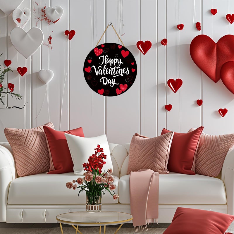 YUNKKIN Valentines Day Door Decorations Heart Decor Happy Valentines Day Sign Heart Wall Decorations Wooden Wreaths for Front Door Hanger Hanging Sign for Porch Wall Indoor Home Decor - Image 4