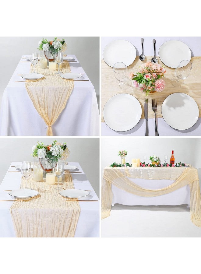 Foaincore 12 Pcs Cheesecloth Table Runner Bulk 13Ft Boho Gauze Table Runner Rustic 157 Inch Cheese Cloth Long Romantic Table Runner for Wedding Bridal Shower Cake Table Arbor Decor(Cream White) - Image 4