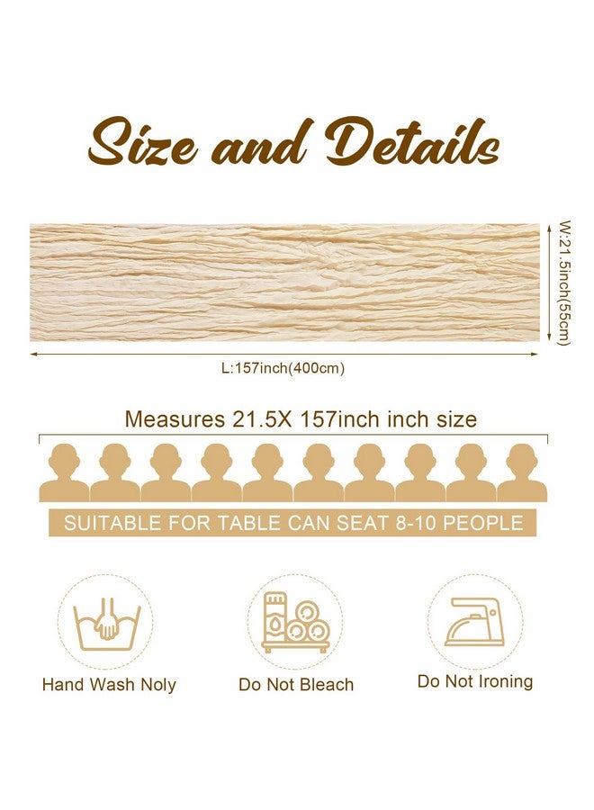 Foaincore 12 Pcs Cheesecloth Table Runner Bulk 13Ft Boho Gauze Table Runner Rustic 157 Inch Cheese Cloth Long Romantic Table Runner for Wedding Bridal Shower Cake Table Arbor Decor(Cream White) - Image 2