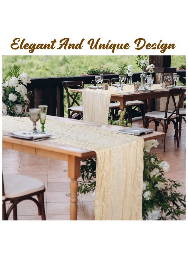 Foaincore 12 Pcs Cheesecloth Table Runner Bulk 13Ft Boho Gauze Table Runner Rustic 157 Inch Cheese Cloth Long Romantic Table Runner for Wedding Bridal Shower Cake Table Arbor Decor(Cream White) - Image 5