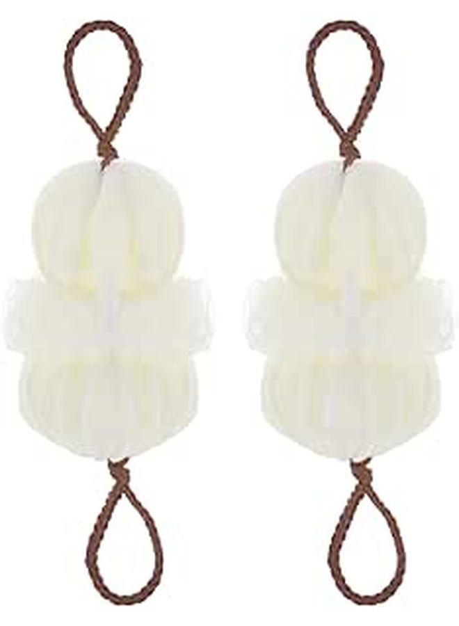 2Pcs Large Beige Bath Sponges Exfoliating Shower Balls Body Scrubbers Gentle Skin Cleansing Spa Bathing - Image 1