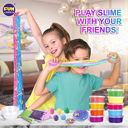 FUN KIDZ 33 Cups Jumbo Slime Kit for Kids, FunKidz Premade Ultimate Slime Pack to DIY Soft, Cloud, Clear, Butter, Glitter, Glow in Dark Slime Making Kit Party Favors Gift Toys for Girls and Boys - Image 3
