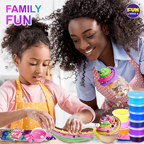 FUN KIDZ 33 Cups Jumbo Slime Kit for Kids, FunKidz Premade Ultimate Slime Pack to DIY Soft, Cloud, Clear, Butter, Glitter, Glow in Dark Slime Making Kit Party Favors Gift Toys for Girls and Boys - Image 5