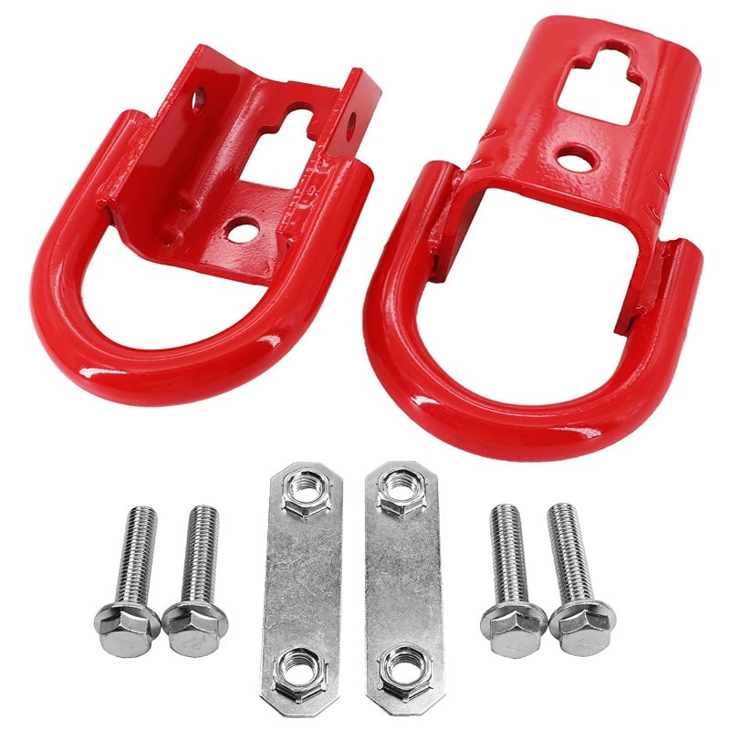 BOMLING Front Bumper Tow Hook Right Left Heavy Duty DRing Set Towing Hook Compatible with Ford F150 Truck 20092018 Compatible with Ford Expedition 20072015 Replace FL3Z17N808A Red