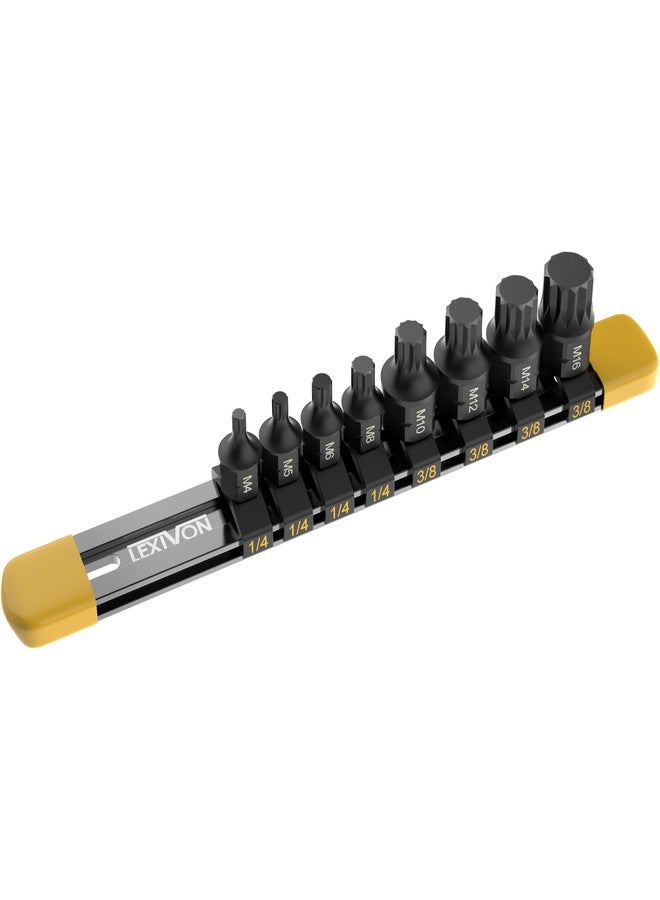 LEXIVON مجموعة مفاتيح ربط مربعة ثلاثية من LEXIVON - 8 قطع (M4-M16)، محرك مزدوج، قصير للغاية 12 نقطة XZN، فولاذ S2 ممتاز، سكة تخزين من الألومنيوم (LX-145S) - Image 1