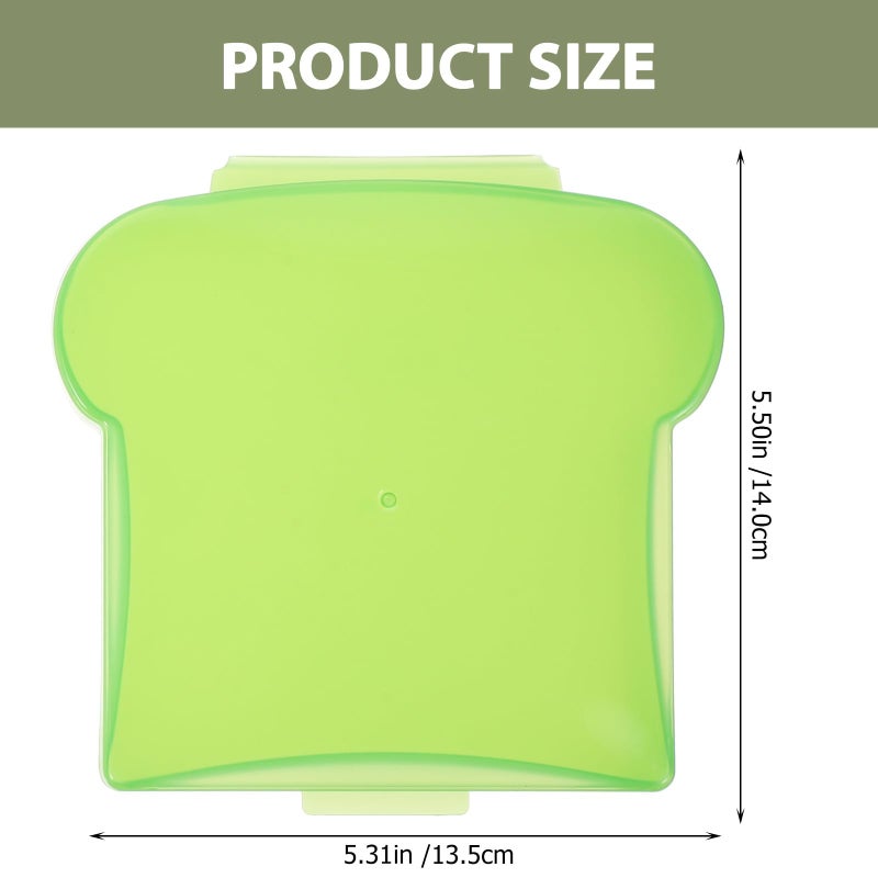 Green Portable Sandwich Containers 4pcs Airtight Bread Storage Boxes for Picnic Kitchen - Image 3