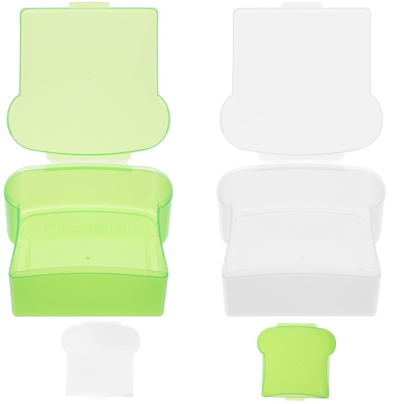 Green Portable Sandwich Containers 4pcs Airtight Bread Storage Boxes for Picnic Kitchen - Image 2