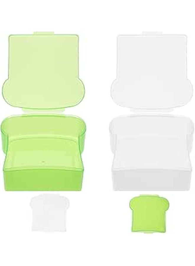 Green Portable Sandwich Containers 4pcs Airtight Bread Storage Boxes for Picnic Kitchen - Image 1
