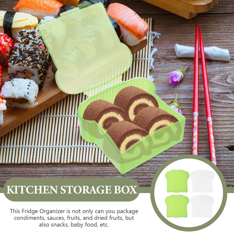 Green Portable Sandwich Containers 4pcs Airtight Bread Storage Boxes for Picnic Kitchen - Image 4