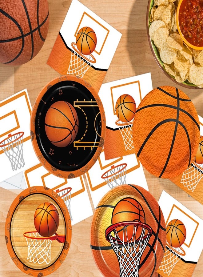 LINHAXM 202 PCS Basketball Birthday Party Decorations - Plates, Napkins, Cups, Basket Card, Banner, Balloons, Cake & Cupcake Toppers, Tablecloths, Cutlery for Basketball Party Decorations, Serves 24 - Image 4
