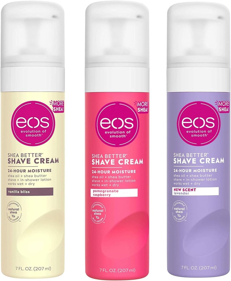 Eos Ultra Moisturizing Shave Cream Variety Pack - Pomegranate-Raspberry, Lavender Jasmine, Vanilla Bliss - 3 x 7.0 Ounce - Image 1