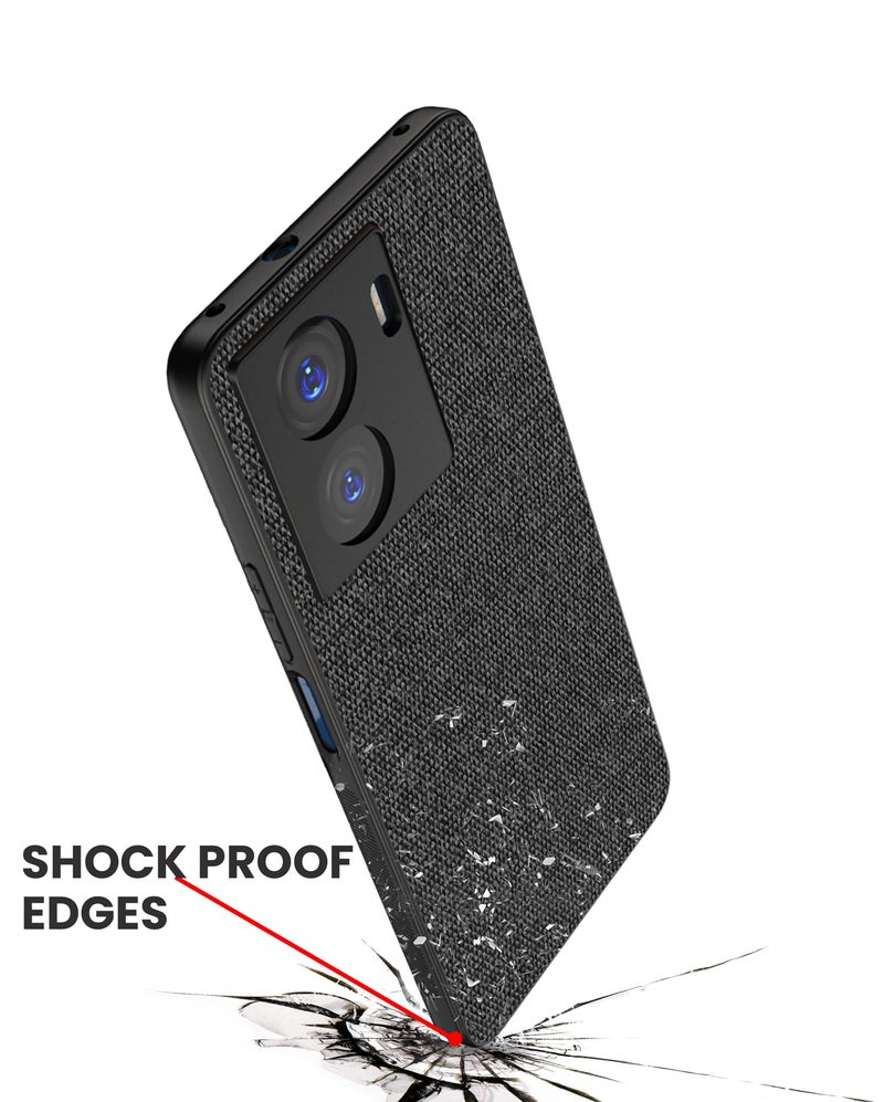 Kapa Soft Full Fabric Protective Back Case Cover for IQOO Z7 / Z7S (5G) | Shockproof Slim Hard Anti Slip Back Case (Black) - Image 4