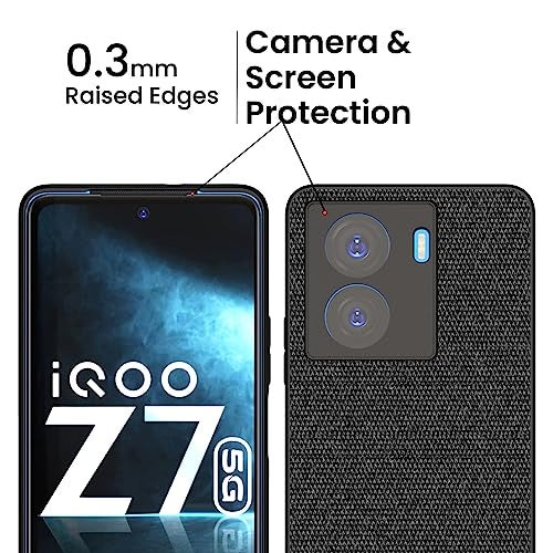 Kapa Soft Full Fabric Protective Back Case Cover for IQOO Z7 / Z7S (5G) | Shockproof Slim Hard Anti Slip Back Case (Black) - Image 3