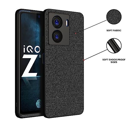 Kapa Soft Full Fabric Protective Back Case Cover for IQOO Z7 / Z7S (5G) | Shockproof Slim Hard Anti Slip Back Case (Black) - Image 2