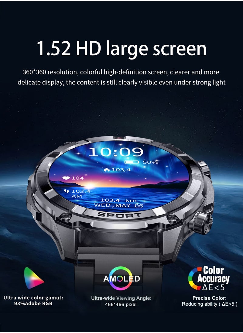 RollsTimi  - Men's Full-Screen Touch Bluetooth Smartwatch, 1.52-Inch Dial, With Sleep Monitoring, Sports Mode And Message Display, Universal Smart Watch For Android And IOS Systems, RT-i116 - Image 1