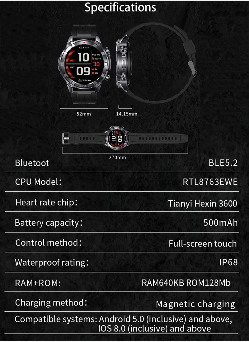 RollsTimi  - Men's Full-Screen Touch Bluetooth Smartwatch, 1.52-Inch Dial, With Sleep Monitoring, Sports Mode And Message Display, Universal Smart Watch For Android And IOS Systems, RT-i116 - Image 1